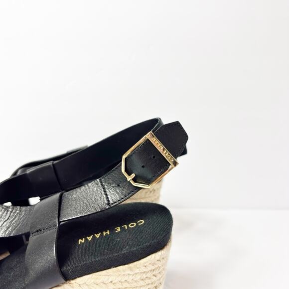 COLE HAAN CRYSTAL WEDGE BLACK GOLD SANDALS SIZE 6 NEW WITH PARTIAL STICKER TAGS - Picture 6 of 7